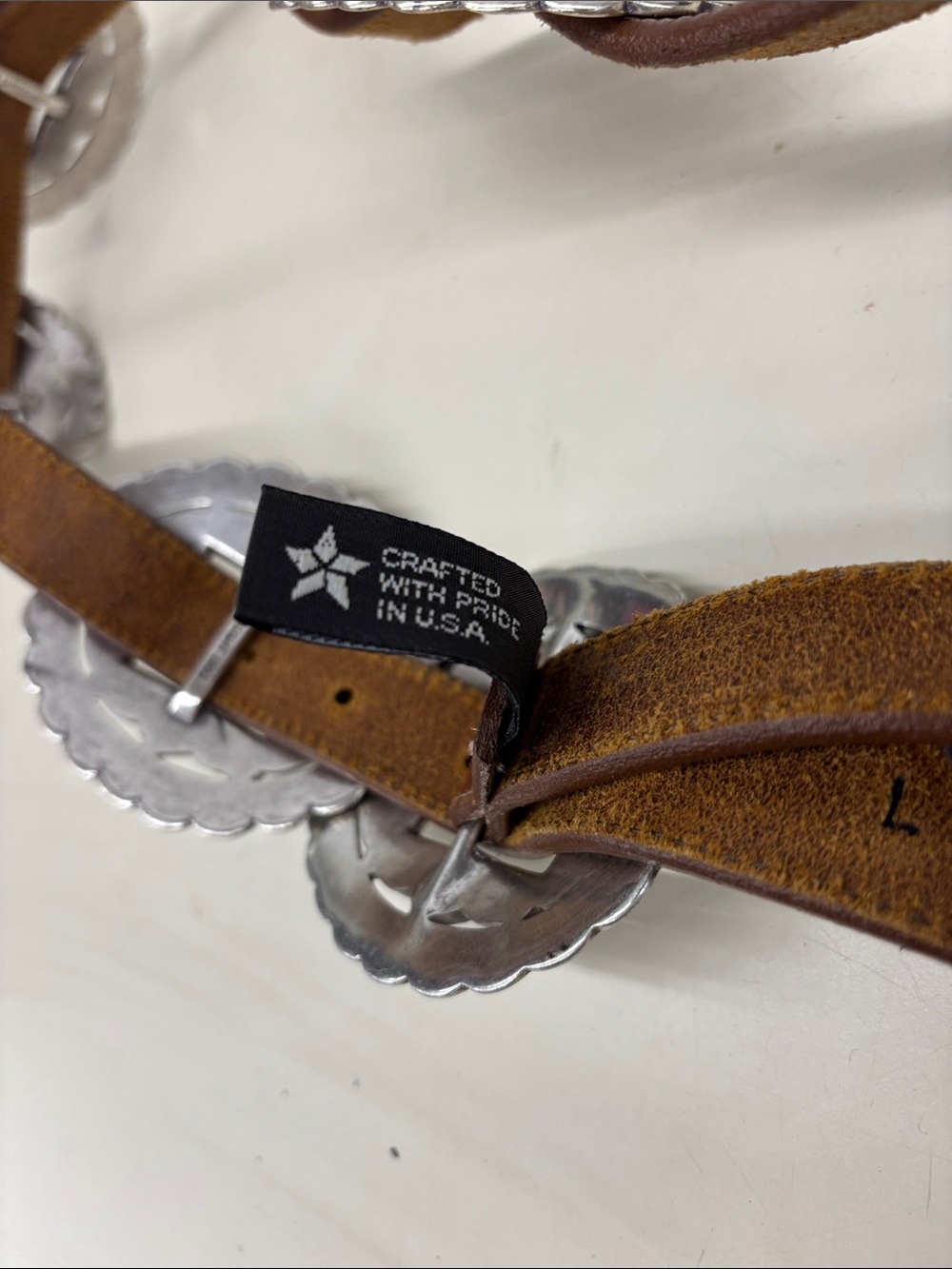 Brighton Women’s Brown Leather Sunflower Concho Belt - Picture 3 of 10